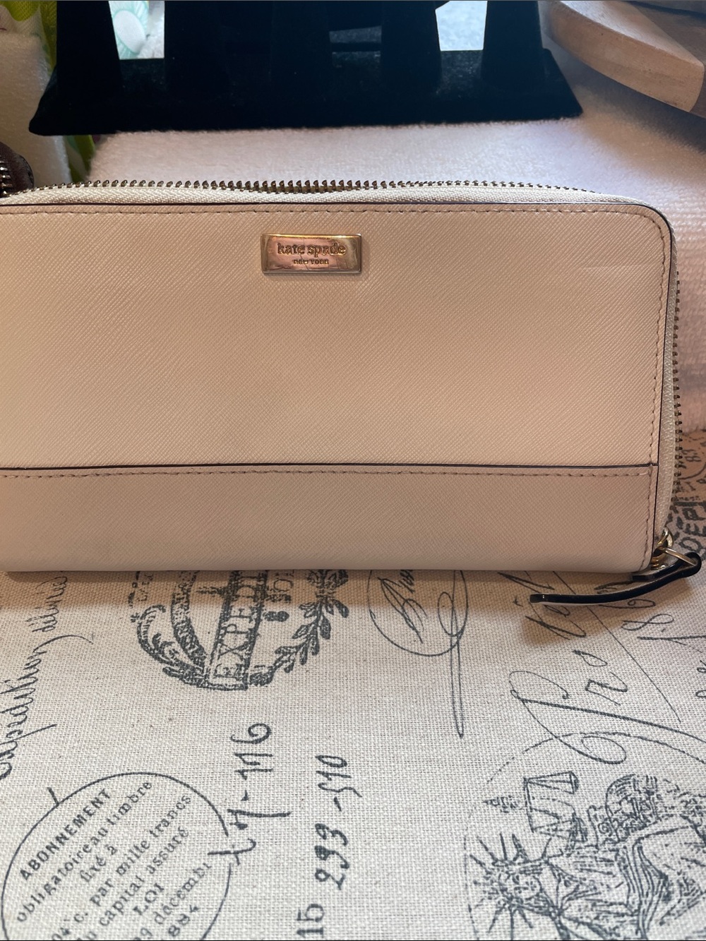 kate spade Light Beige and Taupe  Zip-Around Wallet